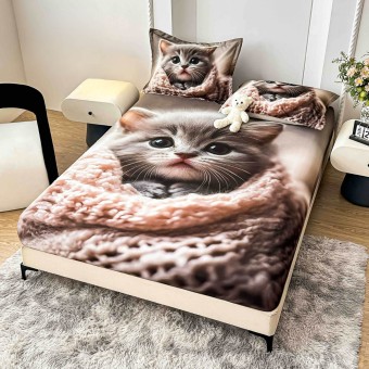 Спален комплект чаршафи с ластик от 3 части, Коти