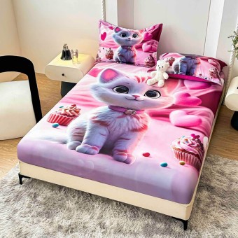 Спален комплект чаршафи с ластик от 3 части, Кети