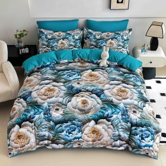5D спален комплект чаршафи - Синева, от 6 части