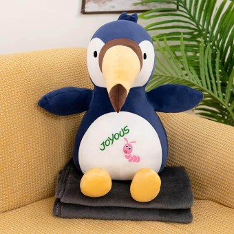 Плюшено одеяло играчка с размер 100x170, Папагал - син