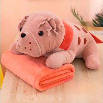 Плюшено одеяло играчка с размер 100x170, Куче - розово