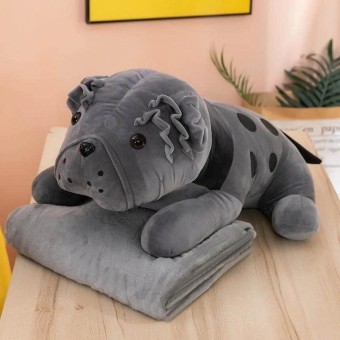 Плюшено одеяло играчка с размер 100x170, Куче - сиво