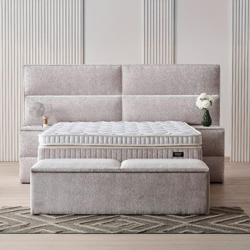 Тапицирана спалня с матрак PUZZLE 160 x 200 - крем 01 Тапицирана спалня с матрак PUZZLE 160 x 200 - крем 01