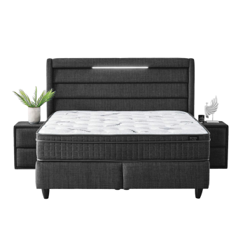 Тапицирана спалня с матрак COTTON 140 x 200 - графит 501
