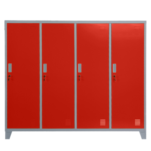Метален шкаф Carmen CR-1604-4 JZ - сив / червен Метален шкаф Carmen CR-1604-4 JZ - сив / червен