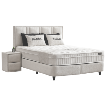 Тапицирана спалня с матрак PAROS 140 х 200 - крем AN
