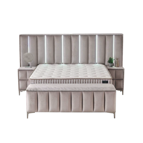 Тапицирана спалня с матрак MOONLIGHT 180 x 200 - бежов 03 Тапицирана спалня с матрак MOONLIGHT 180 x 200 - бежов 03