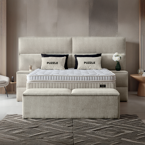 Тапицирана спалня с матрак PUZZLE 180 х 200 - крем 01 Тапицирана спалня с матрак PUZZLE 180 х 200 - крем 01
