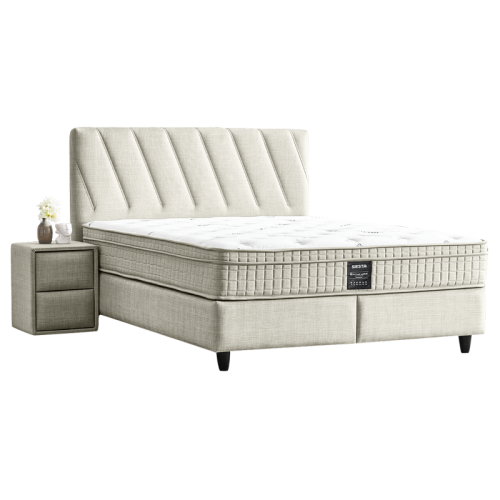 Тапицирана спалня с матрак SIESTA 140 x 200 - крем 01 Тапицирана спалня с матрак SIESTA 140 x 200 - крем 01
