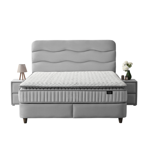 Тапицирана спалня с матрак WAVE 140 x 200 - светлосив 25