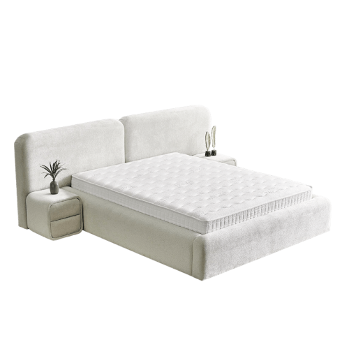 Тапицирана спалня с матрак MYKONOS 180 х 200 - слонова кост SY