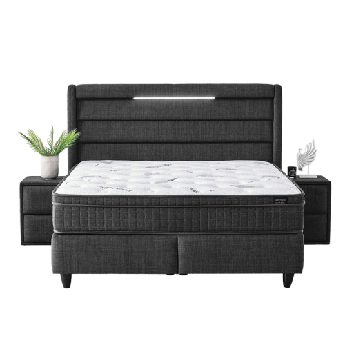 Тапицирана спалня с матрак COTTON 180 x 200 - графит 501 Тапицирана спалня с матрак COTTON 180 x 200 - графит 501