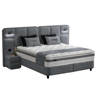 Тапицирана спалня с матрак ATHENA 160 х 200 - сив 13