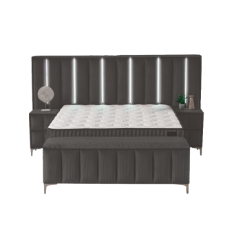 Тапицирана спалня с матрак MOONLIGHT 180 x 200 - сив 190