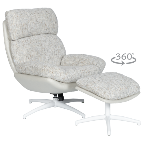 Кресло с табуретка VALONGO - крем