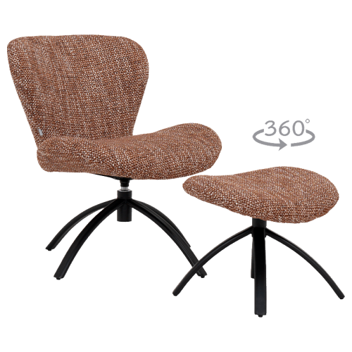 Кресло с табуретка HAMS - кафяво