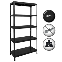 Метален стелаж HARD 180x90x40 см, до 130 кг на рафт  - черен