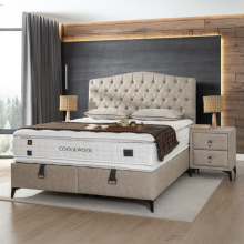 Тапицирана спалня с матрак COOL WOOL 160 x 200 - бежов 3 Тапицирана спалня с матрак COOL WOOL 160 x 200 - бежов 3