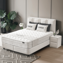 Тапицирана спалня с матрак PAROS 140 х 200 - крем AN