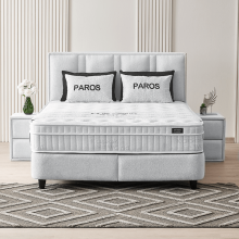 Тапицирана спалня с матрак PAROS 160 х 200 - сребърен AN