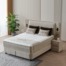 Тапицирана спалня с матрак CANCUN 160 x 200 - бежов 04