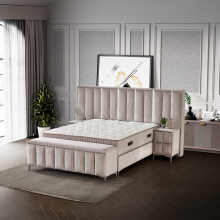 Тапицирана спалня с матрак MOONLIGHT 180 x 200 - бежов 03 Тапицирана спалня с матрак MOONLIGHT 180 x 200 - бежов 03