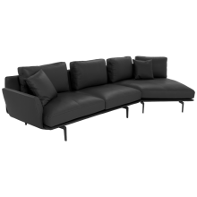 Кожен ъглов диван GRAM LUX - черен