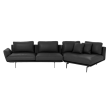 Кожен ъглов диван GRAM LUX - черен