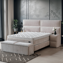 Тапицирана спалня с матрак PUZZLE 160 x 200 - бежов 03 Тапицирана спалня с матрак PUZZLE 160 x 200 - бежов 03