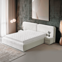 Тапицирана спалня с матрак MYKONOS 180 х 200 - слонова кост SY