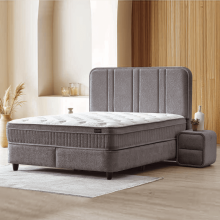 Тапицирана спалня с матрак HUGO 160 x 200 - сив 29
