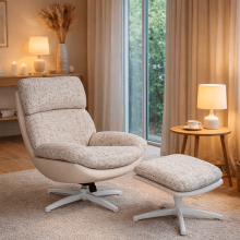 Кресло с табуретка VALONGO - крем