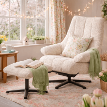 Кресло с табуретка ALFENA - крем